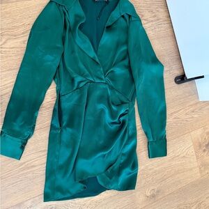 Elegant Green Satin Dress